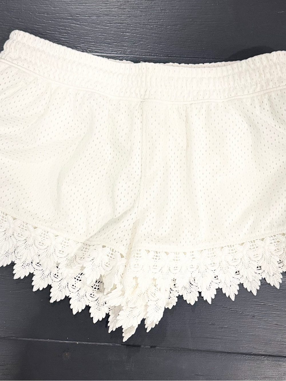 Altar’d State Women's White Lace-Trim Shorts